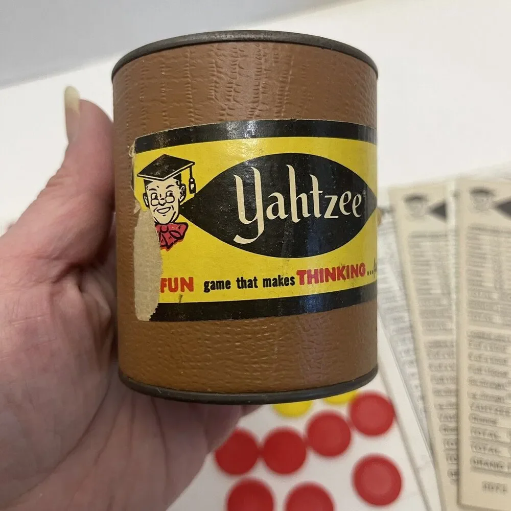 Vintage 1956- 1983 YAHTZEE Replacement Pieces Dice Shaker Pad Game E.S. Lowe Co